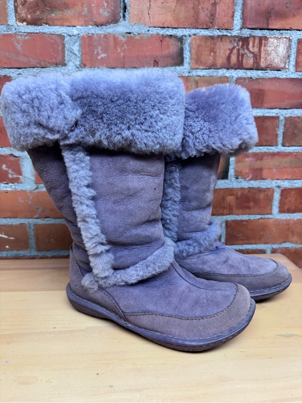Born Cozy Faux Shearling-Trim Suede Winter Boots - Lavender